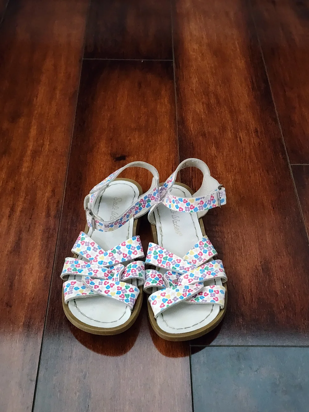 Salt Water Sandals Toddler Size 12 White Floral Leather Buckle Sandals